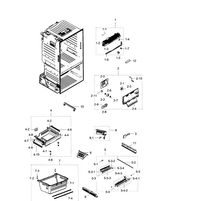 Freezer Diagram and Parts List for RF28HDEDPBC AA-02 Samsung Refrigerator