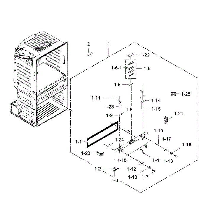 Flexzone Door Diagram and Parts List for RF28HMEDBSR AA-09 Samsung Refrigerator