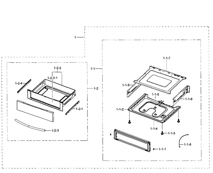 Drawer Assy Diagram and Parts List for NE597N0PBSR AA-0002 Samsung Range