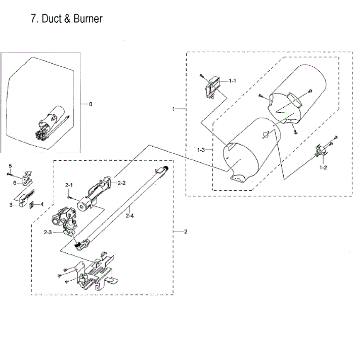 Gas Burner Diagram and Parts List for DVG60M9900V A3-00 Samsung Dryer
