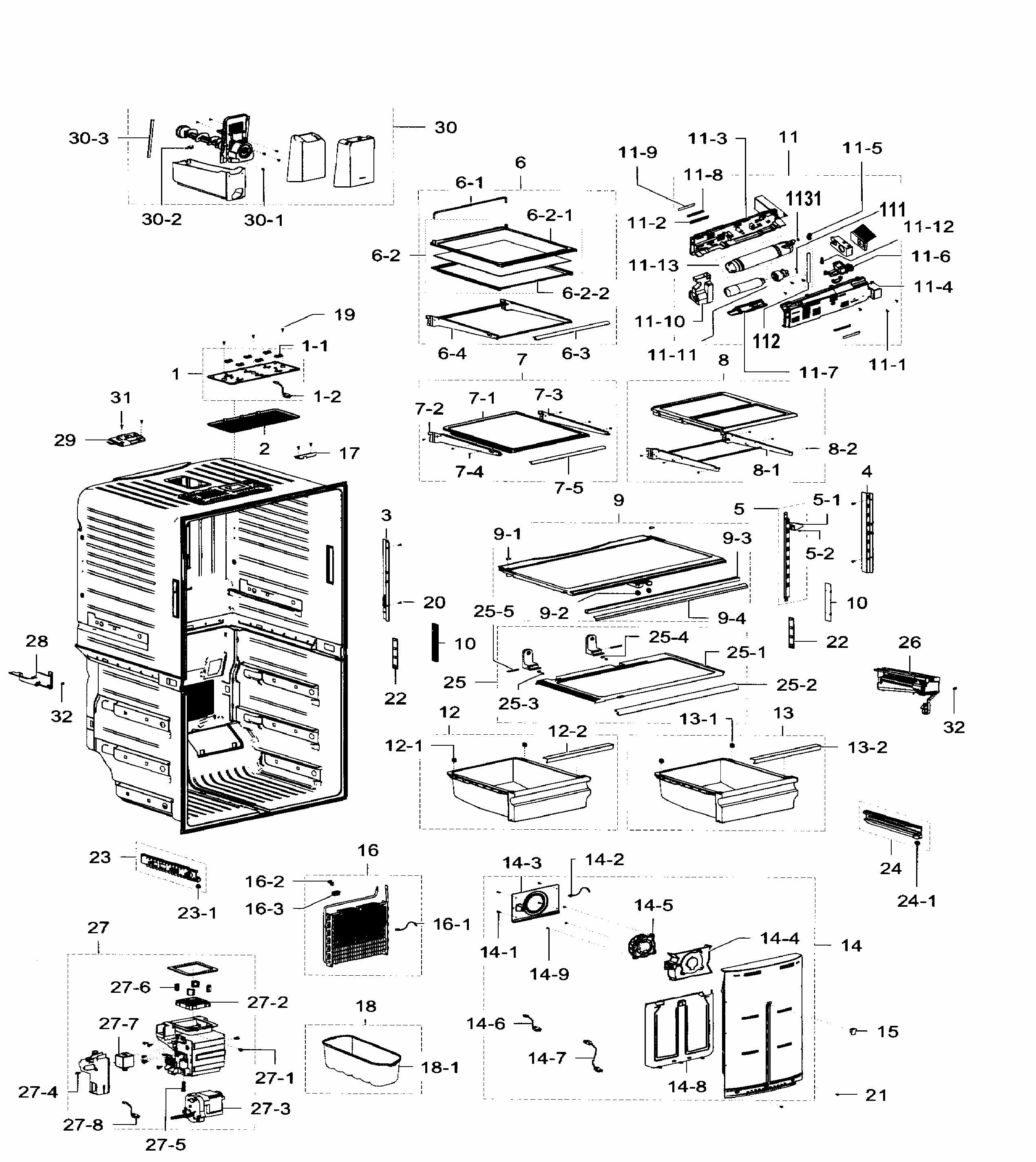 Fridge Diagram and Parts List for RF32FMQDBSR AA-0006 Samsung Refrigerator