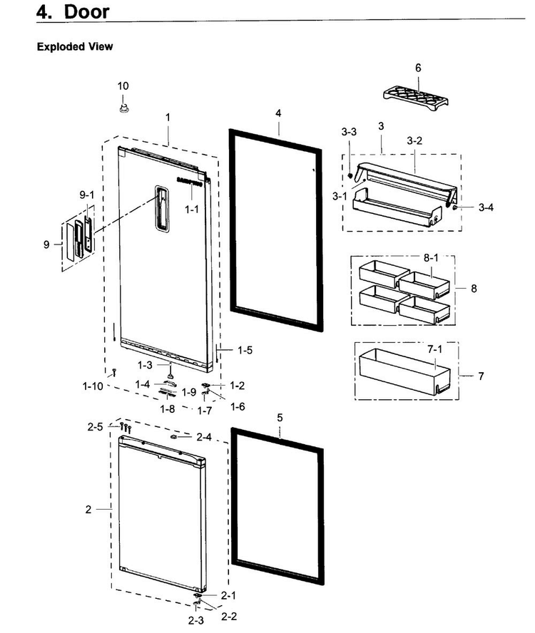 Door Diagram and Parts List for RB12J8896S4 AA-0000 Samsung Refrigerator