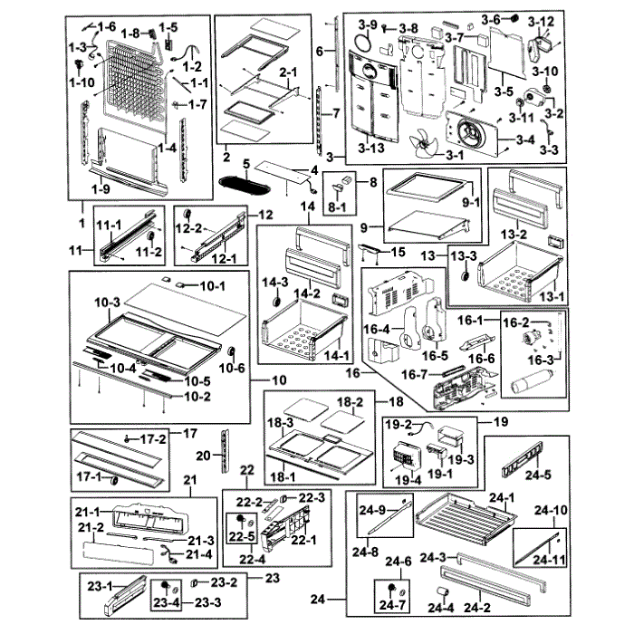 Refrigerator Diagram and Parts List for RFG293HAPN XAA-00 Samsung Refrigerator