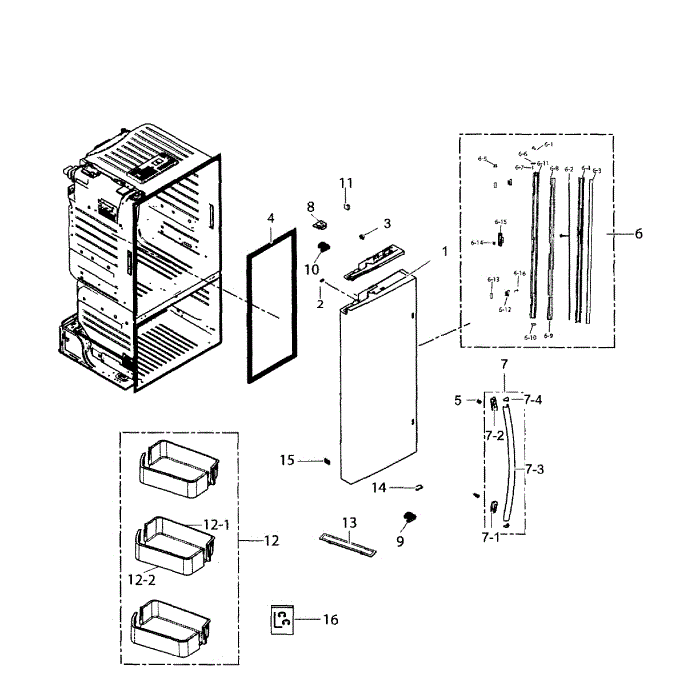 Left Door Diagram and Parts List for RF220NCTASR AA-01 Samsung Refrigerator