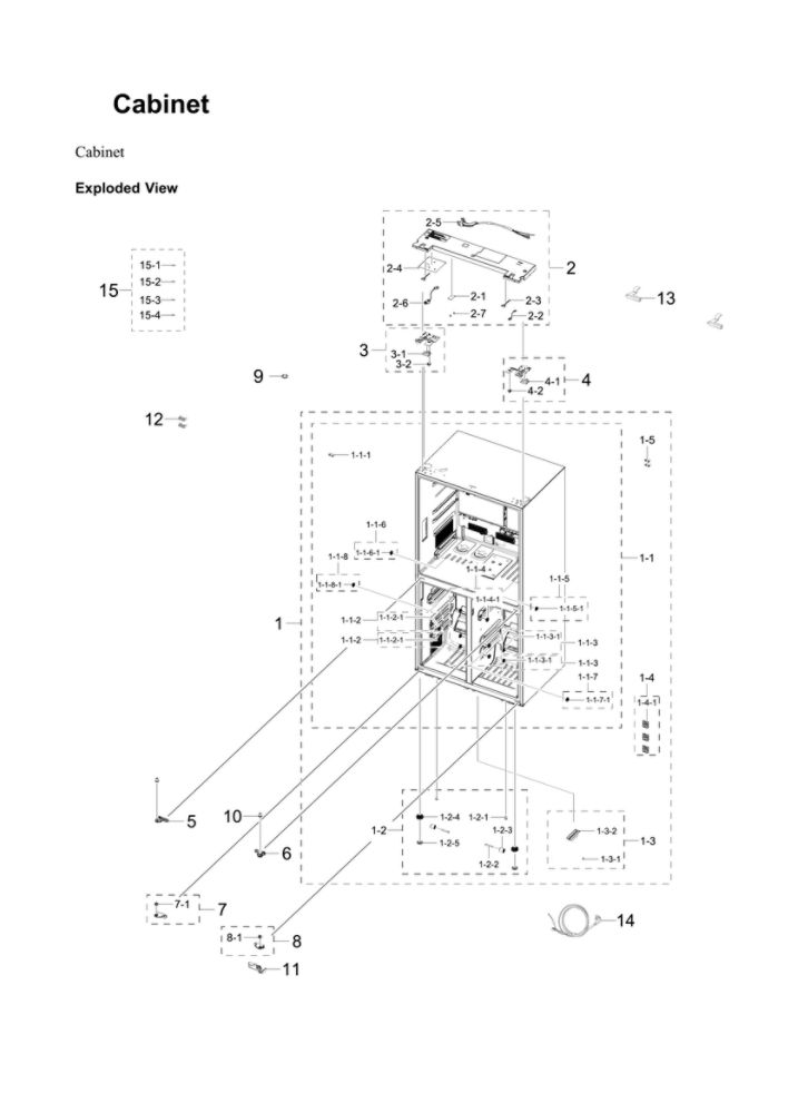 Cabinet Parts Diagram and Parts List for RF23A9771SG AA-00 Samsung Refrigerator