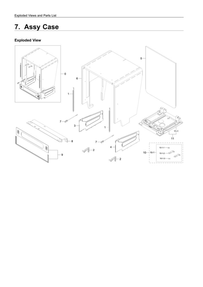 Case Assembly Diagram and Parts List for DW80K7050UG AA-01 Samsung Dishwasher