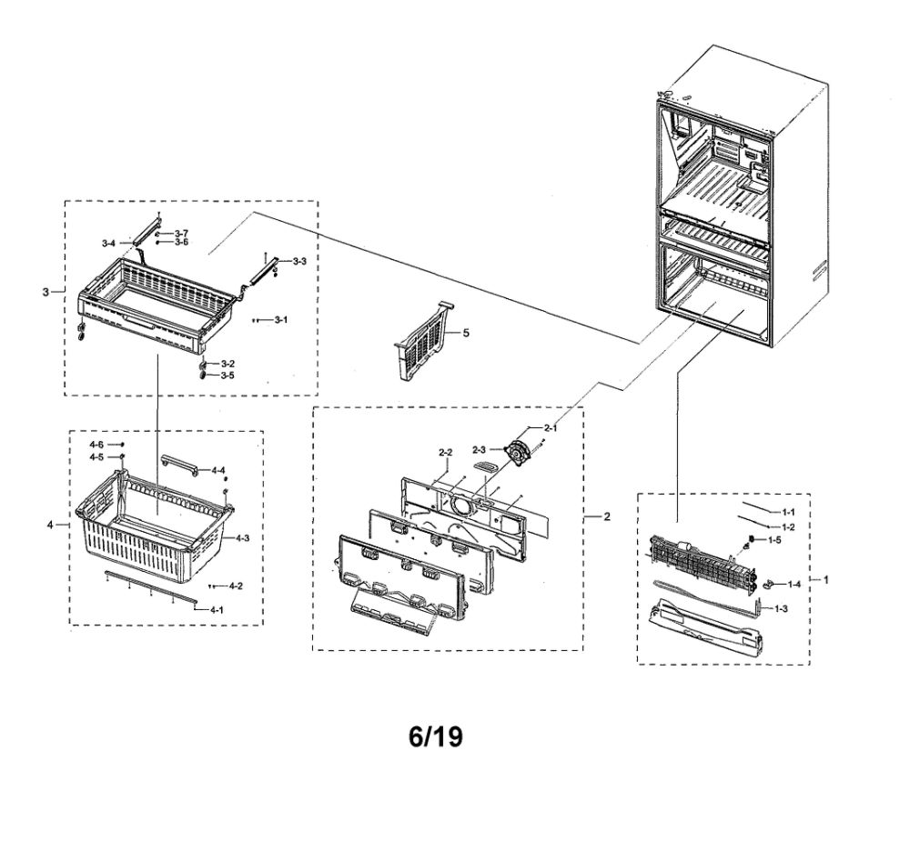 Freezer Diagram and Parts List for RF28R7351SR AA-00 Samsung Refrigerator