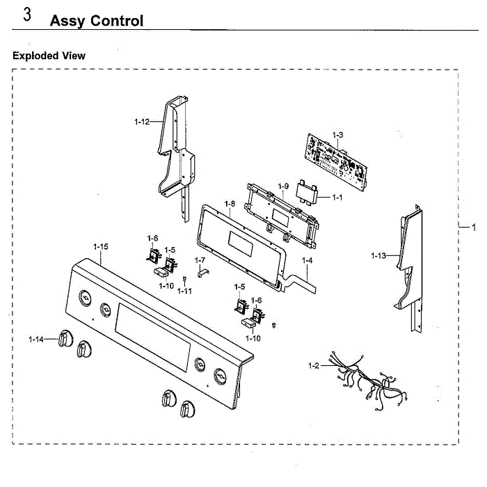 Control Panel Diagram and Parts List for NE59M4310SB AA-00 Samsung Range