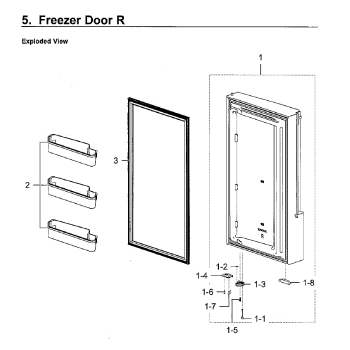 Freezer Door Rt Diagram and Parts List for RF28K9070SG AA-02 Samsung Refrigerator