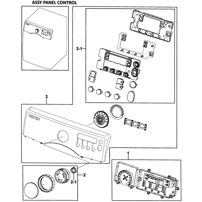 Control Panel Diagram and Parts List for DV350AGR XAA-00 Samsung Dryer