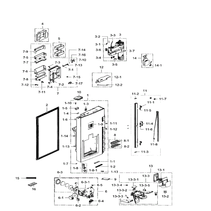 Fridge Door Left Diagram and Parts List for RF34H9960S4 AA-02 Samsung Refrigerator