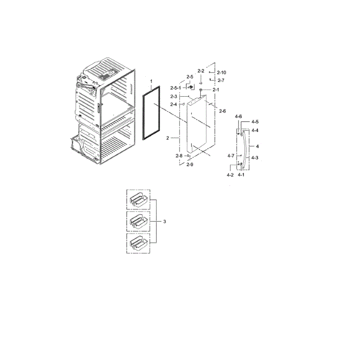 Right Refrigerator Door Diagram and Parts List for RF28HMEDBSG AA-01 Samsung Refrigerator