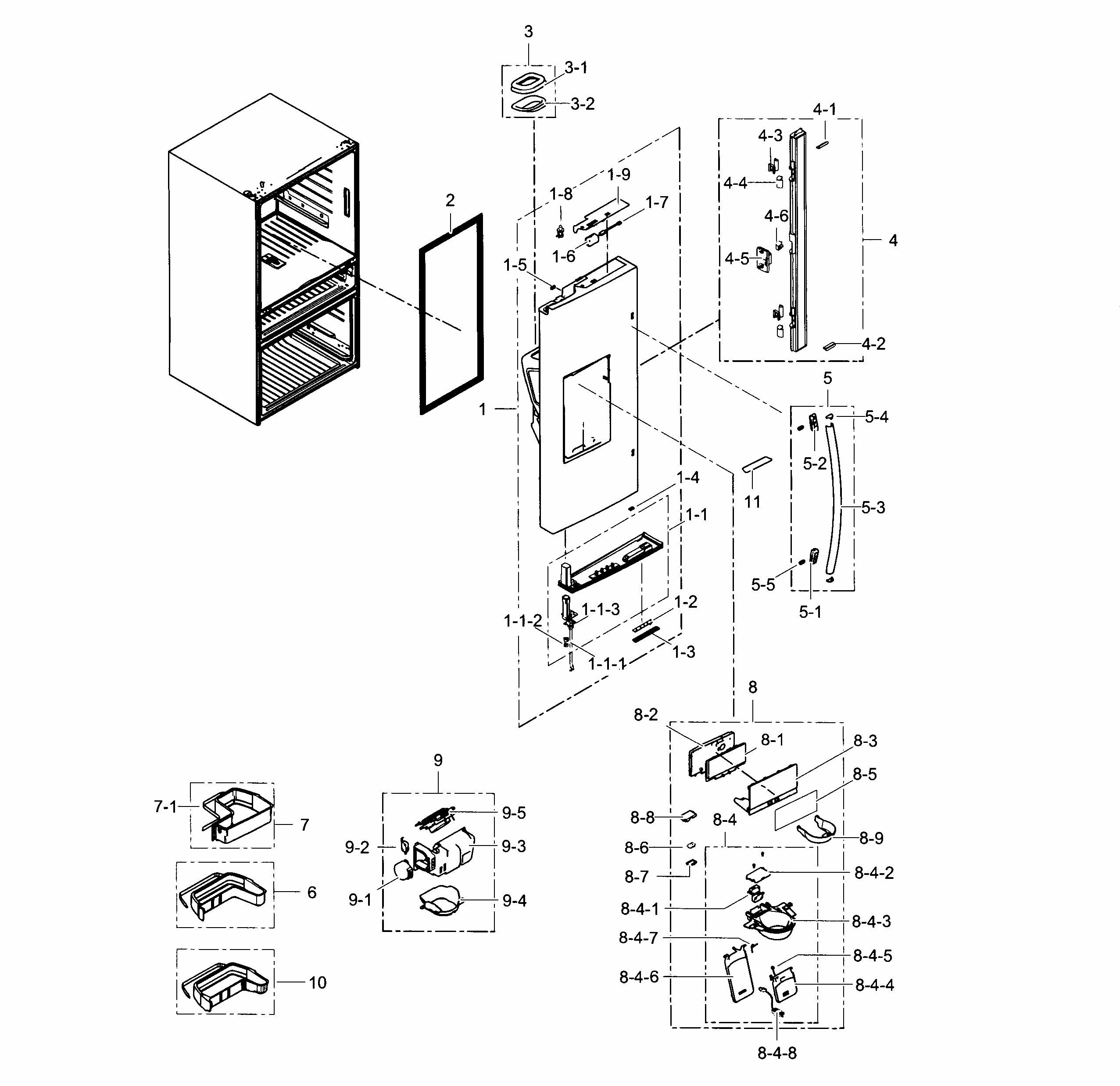 Refrigerator Door L Diagram and Parts List for RF31FMEDBSR AA-0003 Samsung Refrigerator