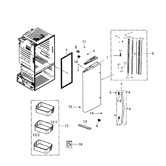 Left Door Diagram and Parts List for RF220NCTABC AA-01 Samsung Refrigerator