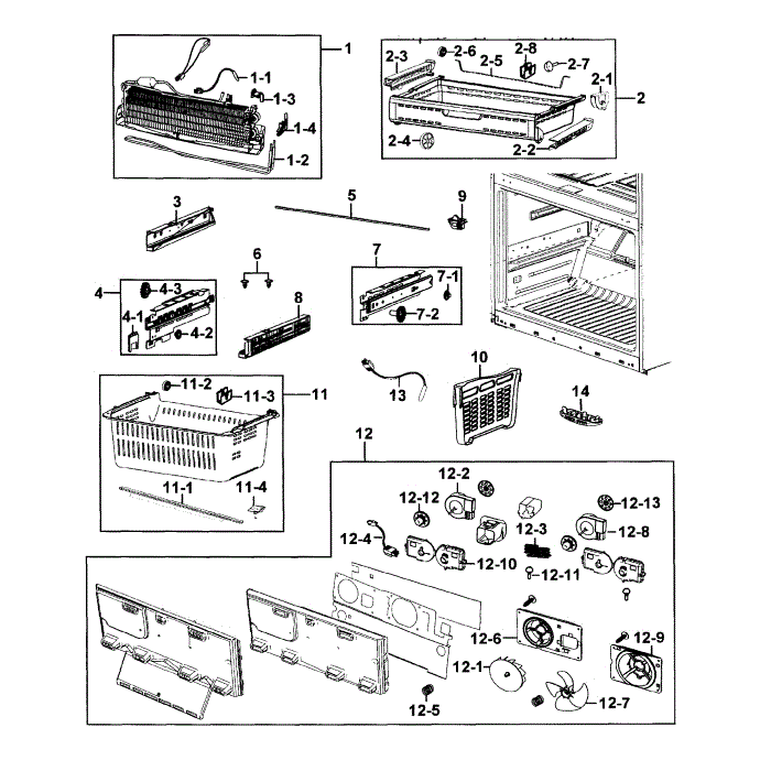 Freezer Diagram and Parts List for RF4289HARS XAA-00 Samsung Refrigerator