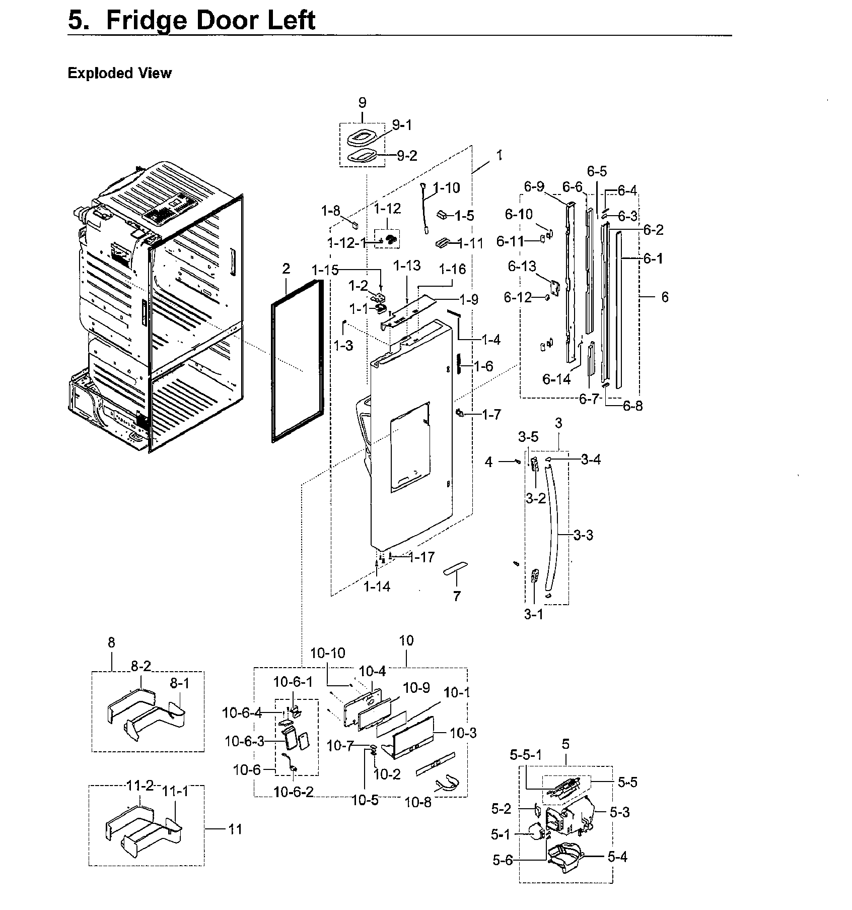 Fridge Door Lt Diagram and Parts List for RF23HCEDBWW AA-0013 Samsung Refrigerator