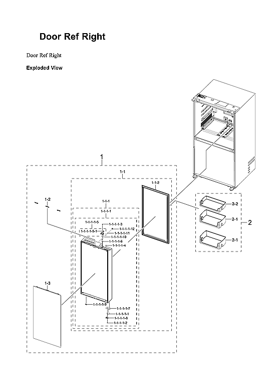 Right Refrigerator Door Parts Diagram and Parts List for RF29BB8600QL AA-00 Samsung Refrigerator
