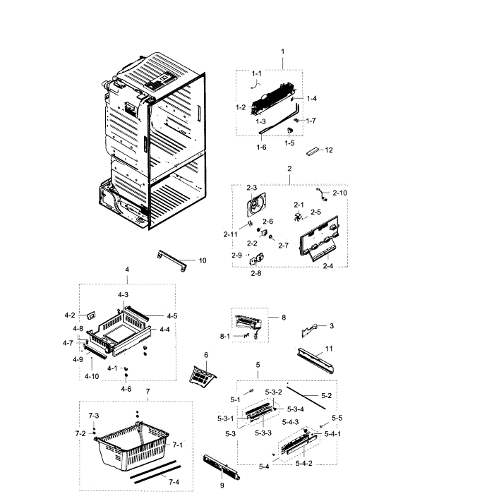 Freezer Diagram and Parts List for RF28HDEDPBC AA-03 Samsung Refrigerator