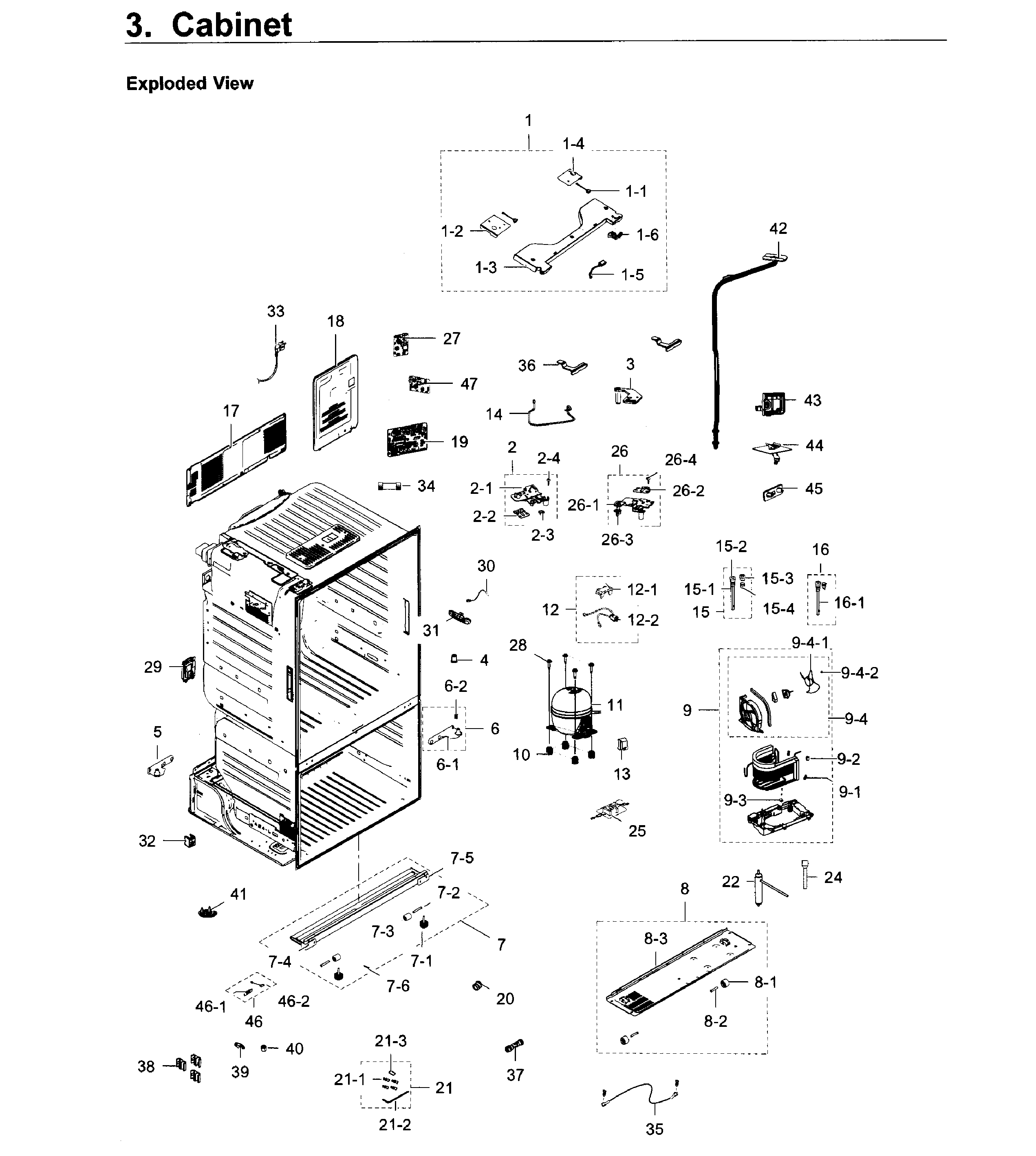 Cabinet Diagram and Parts List for RF28HDEDPWW AA-0005 Samsung Refrigerator