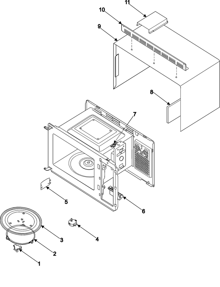 Body/cavity/elements Diagram and Parts List for MR5492W XAA Samsung Microwave