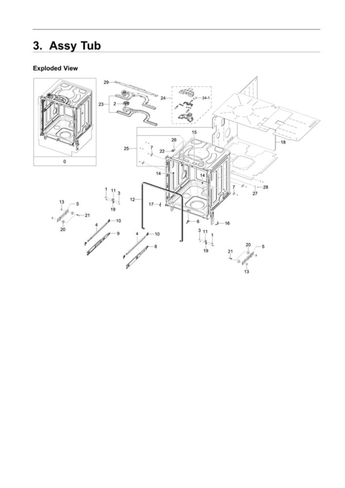 Tub Assembly Diagram and Parts List for DW80R9950US AA-00 Samsung Dishwasher