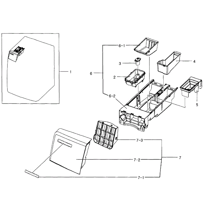 Drawer Assembly Diagram and Parts List for WF419AAW XAA-04 Samsung Washer