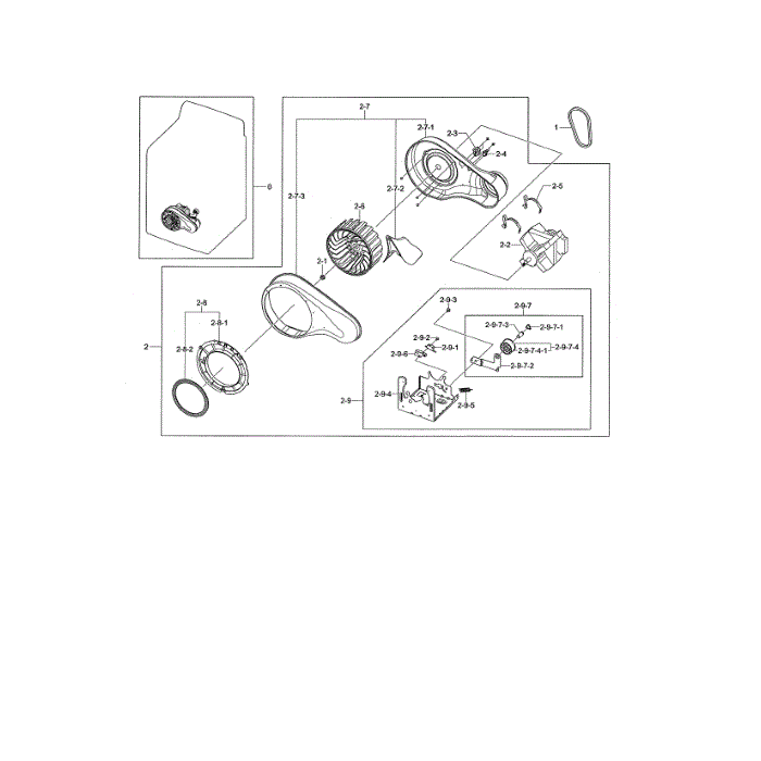 Duct Motor Diagram and Parts List for DV476GTHASU A1-00 Samsung Dryer
