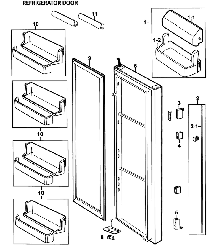 Right Door Diagram and Parts List for RS265LASH XAA-0000 Samsung Refrigerator