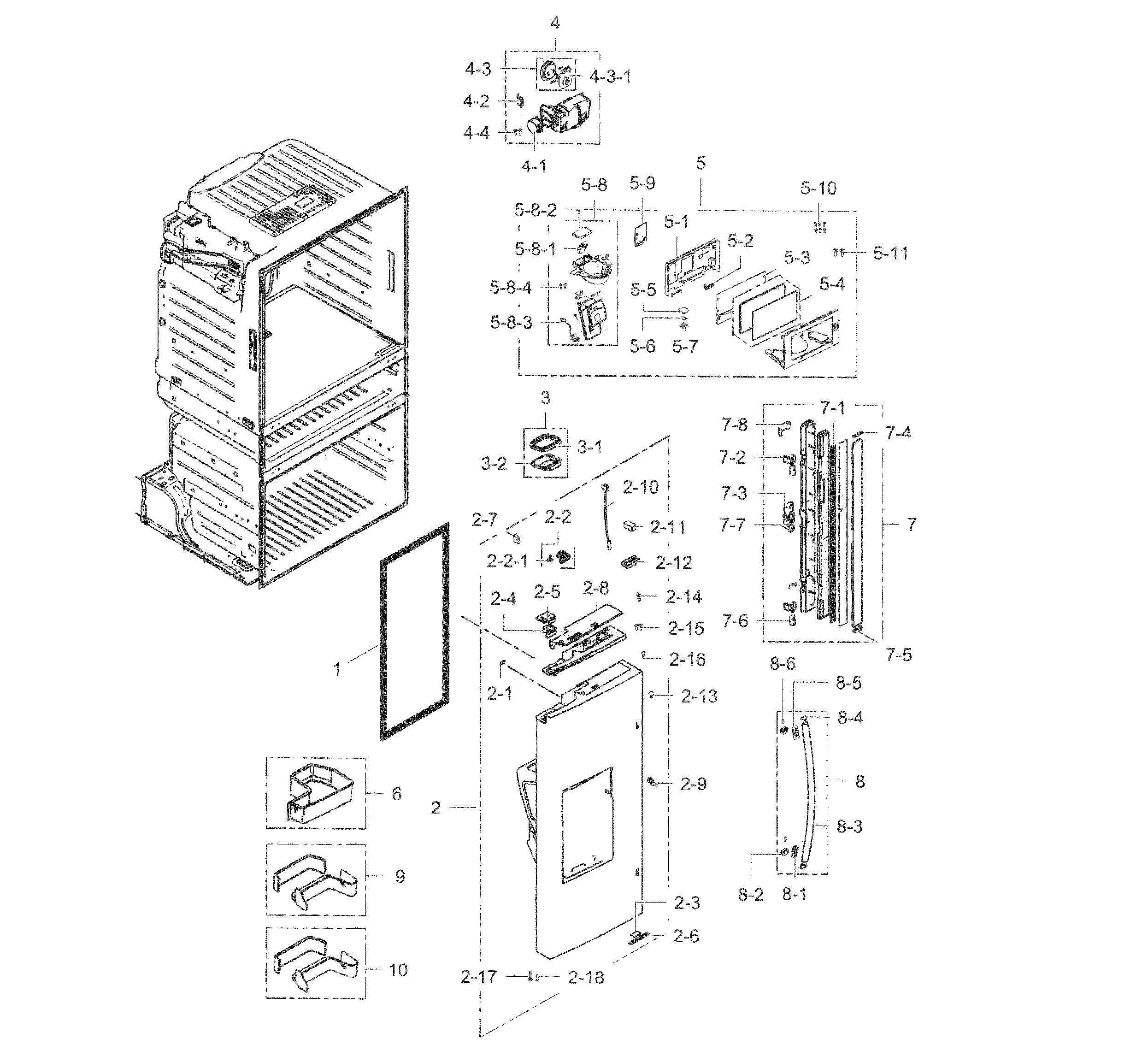Fridge Door L Diagram and Parts List for RF28HMELBSR AA-0003 Samsung Refrigerator
