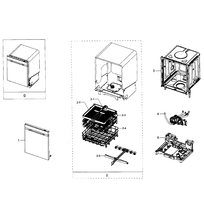 Main Section Diagram and Parts List for DW80J9945US AA-01 Samsung Dishwasher