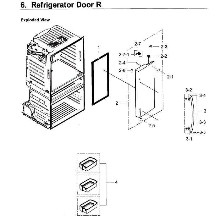 Fridge Door R Diagram and Parts List for RF25HMEDBSG AA-00 Samsung Refrigerator