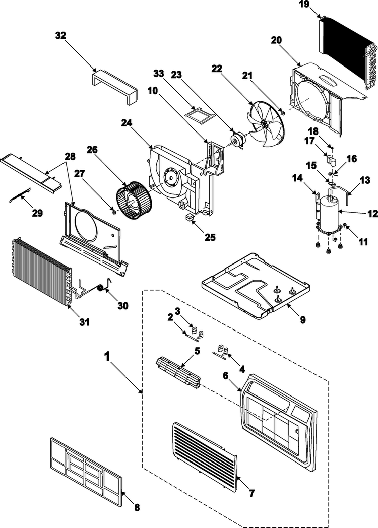 Chassis Assembly Diagram and Parts List for AW1203B XAA Samsung Air Conditioner