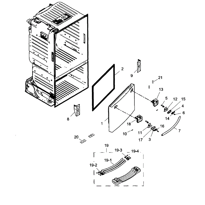 Freezer Door Diagram and Parts List for RF261BEAESP AA-01 Samsung Refrigerator
