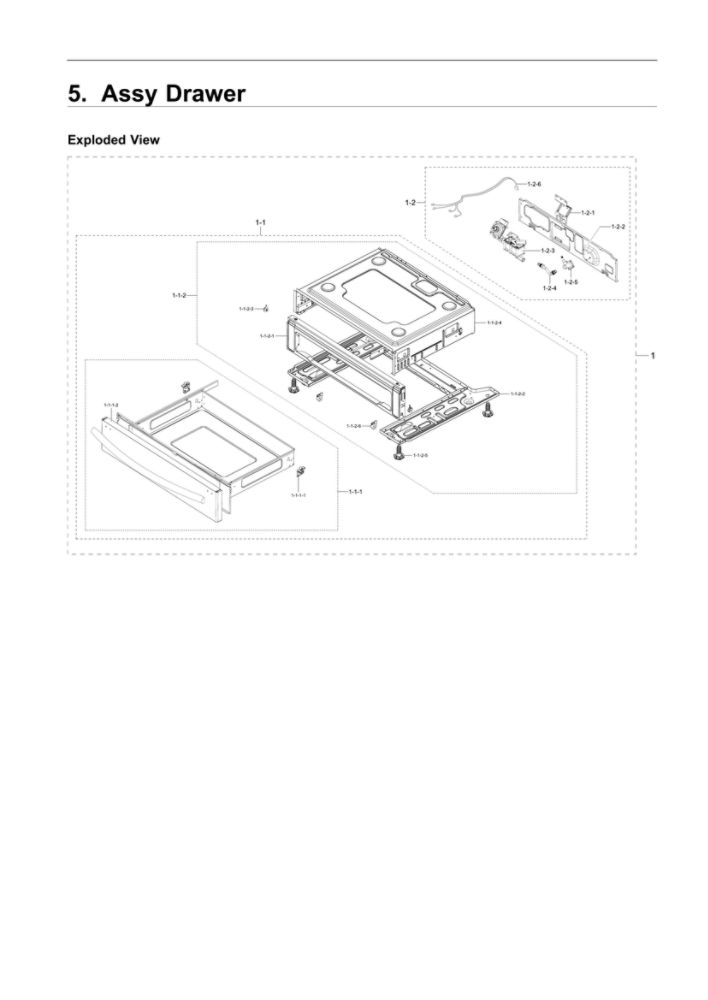 Drawer Assembly Diagram and Parts List for NX58R5601SS AA-00 Samsung Range