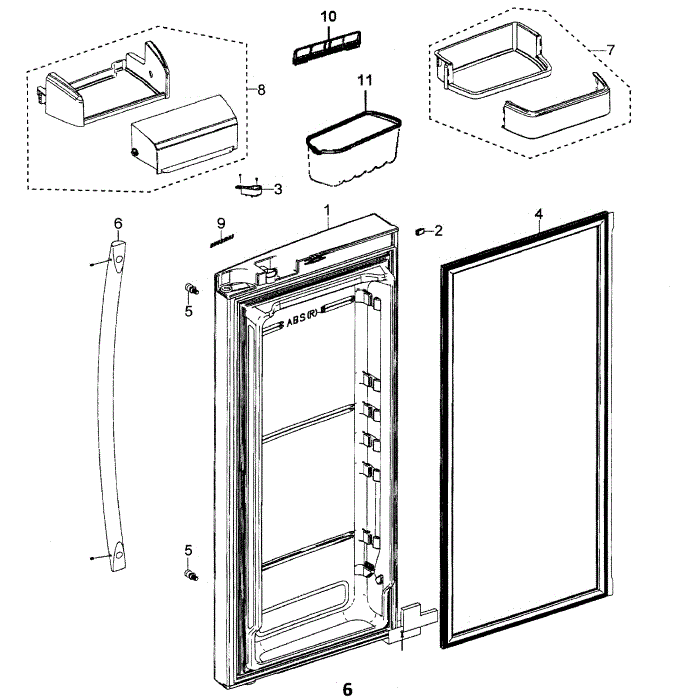Right Door Diagram and Parts List for RFG297AARS XAA-00 Samsung Refrigerator