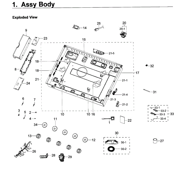 Body Diagram and Parts List for NA36K7750TS AA-00 Samsung Cooktop