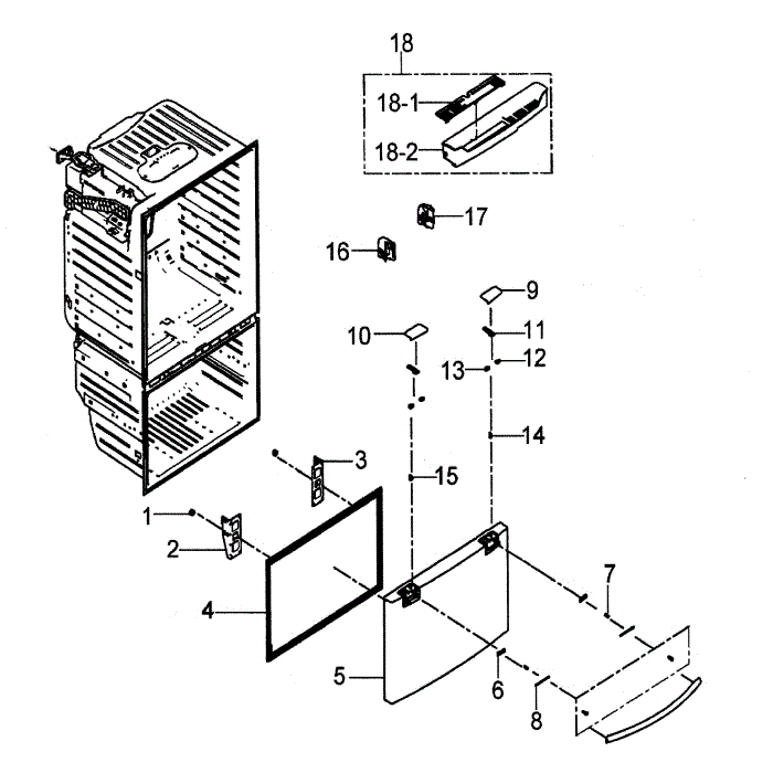 Freezer Door Diagram and Parts List for RFG297HDBP XAA-00 Samsung Refrigerator