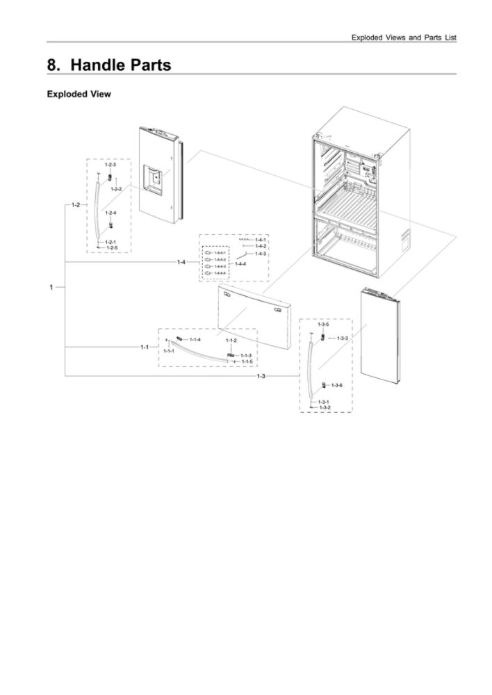 Handle Parts Diagram and Parts List for RF28R6221SR AA-00 Samsung Refrigerator