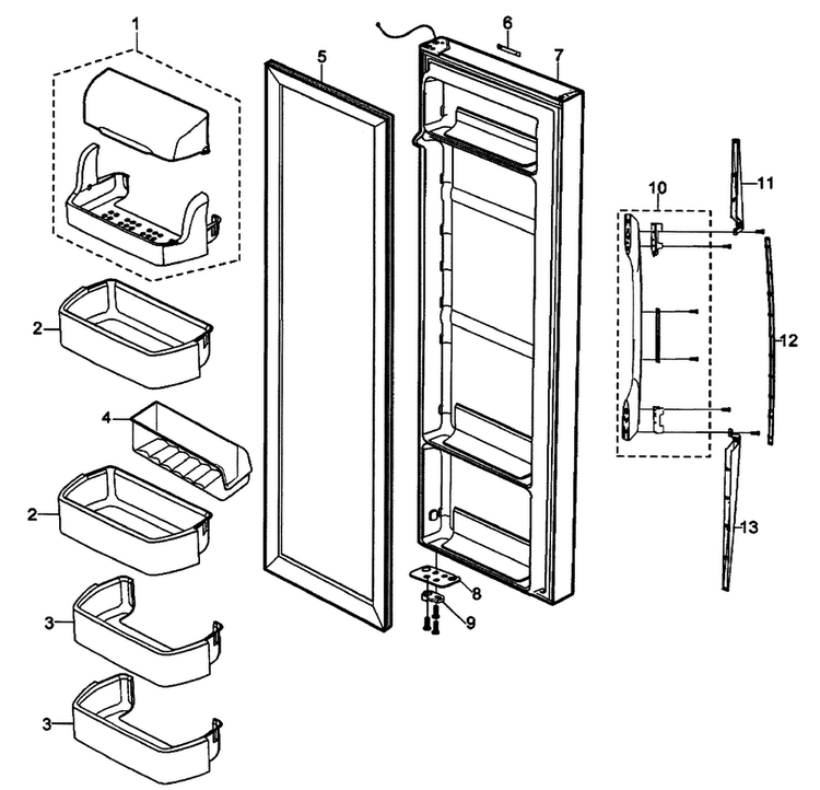 Right Door Diagram and Parts List for RS2630ASH XAA Samsung Refrigerator