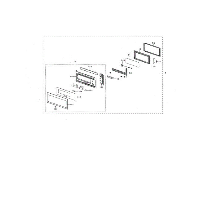 Door Diagram and Parts List for ME21M706BAG AA-00 Samsung Microwave Oven Combo