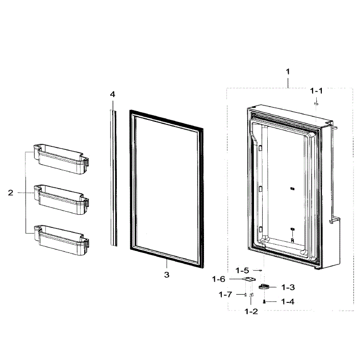 Freezer Door Rt Diagram and Parts List for RF32FMQDBSR AA-08 Samsung Refrigerator