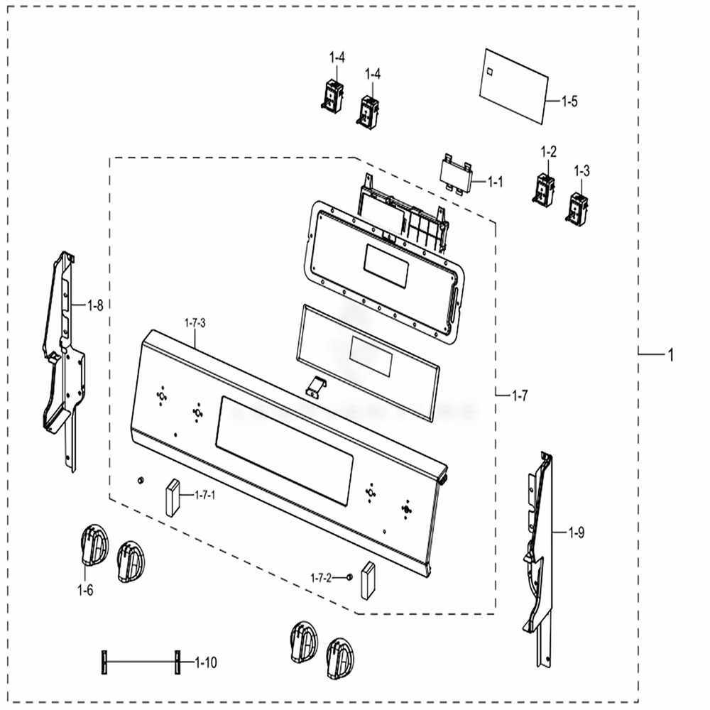 Assembly Control Diagram and Parts List for NE59N6630SS (AA)(0000) Samsung Range