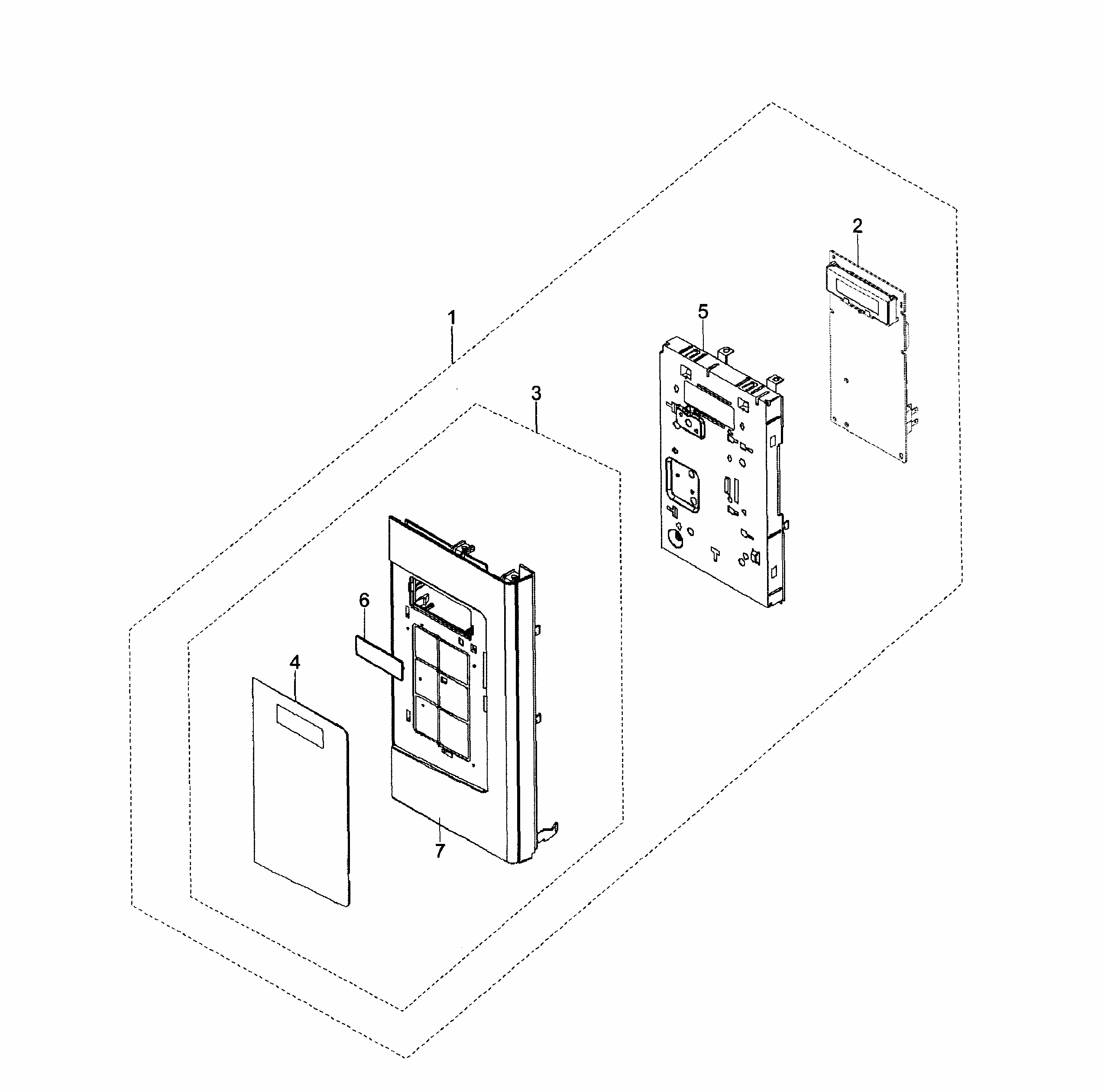 Control Box Diagram and Parts List for SMH1622B XAA-0001 Samsung Microwave