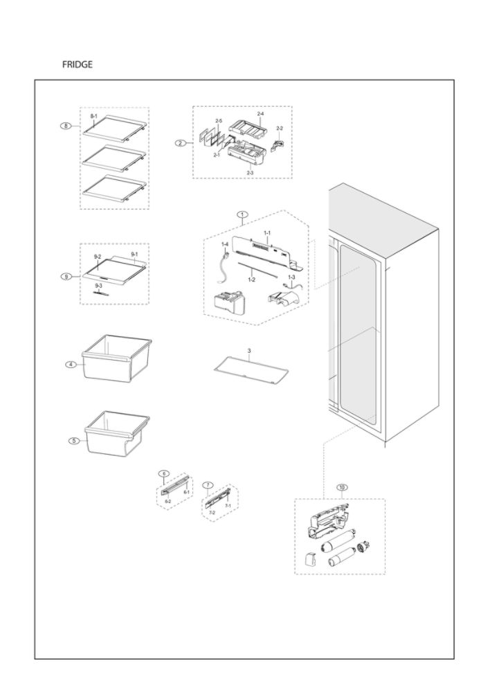 Refrigerator Parts Diagram and Parts List for RS25J500DWW BY-02 Samsung Refrigerator