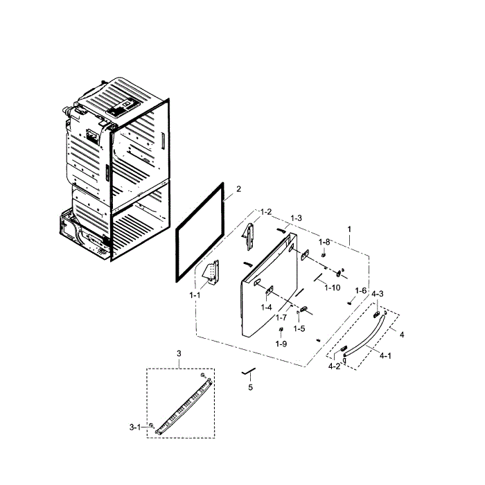 Freezer Door Diagram and Parts List for RF23HCEDTSR AA-00 Samsung Refrigerator