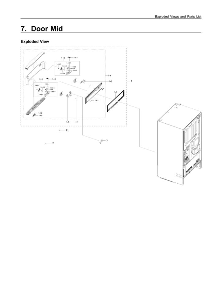 Mid Door Parts Diagram and Parts List for RF28R7201DT AA-00 Samsung Refrigerator