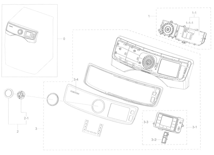 Control Panel Diagram and Parts List for DV45K6200EW A3-0000 Samsung Dryer