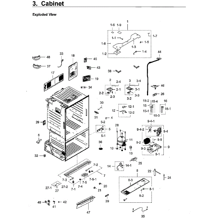 Cabinet Diagram and Parts List for RF23HCEDBWW AA-10 Samsung Refrigerator