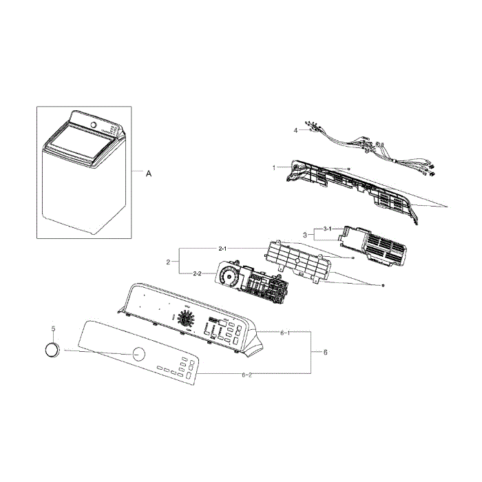 Control Panel Diagram and Parts List for WA456DRHDSU AA-02 Samsung Washer