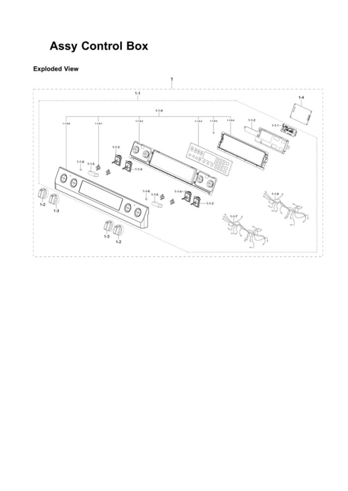 Control Box Assembly Diagram and Parts List for NE58R9431SS AA-00 Samsung Range